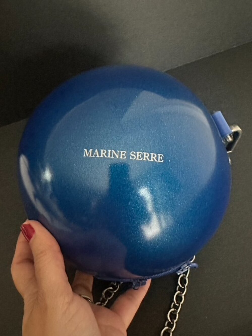 Marine Serre Mini Ball Chain Shoulder Bag Dark Sapphire - Picture 6 of 9